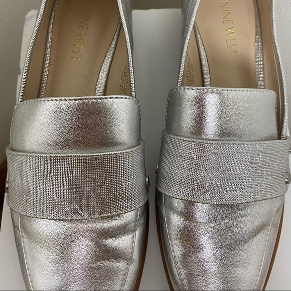 Women’s Silver Metallic Leather Loafers by Nine West. Sz 6M - Picture 7 of 16